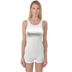 Vertical Stripes - White and Ivory One Piece Boyleg Swimsuit