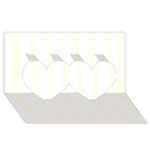 Vertical Stripes - White and Ivory Twin Hearts 3D Greeting Card (8x4)