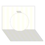 Vertical Stripes - White and Ivory Circle 3D Greeting Card (7x5)
