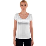 Vertical Stripes - White and White Smoke Women s V-Neck Cap Sleeve Top