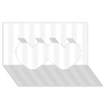 Vertical Stripes - White and White Smoke Twin Hearts 3D Greeting Card (8x4)