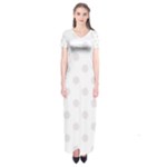 Polka Dots - Pastel Pink on White Short Sleeve Maxi Dress