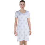 Polka Dots - Pastel Pink on White Short Sleeve Nightdress