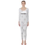 Polka Dots - Pastel Pink on White Long Sleeve Catsuit