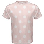 Polka Dots - White on Misty Rose Pink Men s Cotton Tee