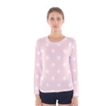 Polka Dots - White on Misty Rose Pink Women s Long Sleeve T-shirt