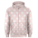 Polka Dots - White on Misty Rose Pink Men s Zipper Hoodie