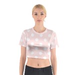 Polka Dots - White on Misty Rose Pink Cotton Crop Top