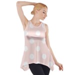 Polka Dots - White on Misty Rose Pink Side Drop Tank Tunic