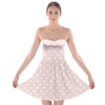 Polka Dots - White on Misty Rose Pink Strapless Bra Top Dress