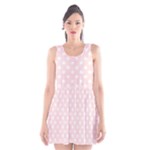 Polka Dots - White on Misty Rose Pink Scoop Neck Skater Dress