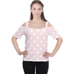 Polka Dots - White on Misty Rose Pink Women s Cutout Shoulder Tee