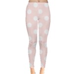 Polka Dots - White on Misty Rose Pink Women s Leggings