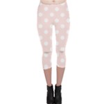 Polka Dots - White on Misty Rose Pink Capri Leggings