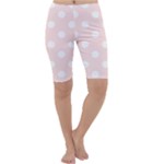 Polka Dots - White on Misty Rose Pink Cropped Leggings