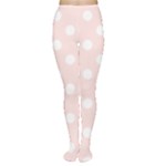 Polka Dots - White on Misty Rose Pink Women s Tights