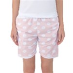 Polka Dots - White on Misty Rose Pink Women s Basketball Shorts