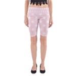 Polka Dots - White on Misty Rose Pink Yoga Cropped Leggings