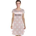 Polka Dots - White on Misty Rose Pink Cap Sleeve Nightdress