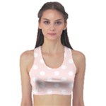 Polka Dots - White on Misty Rose Pink Women s Sports Bra