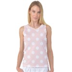 Polka Dots - White on Misty Rose Pink Women s Basketball Tank Top