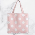 Polka Dots - White on Misty Rose Pink Zipper Grocery Tote Bag