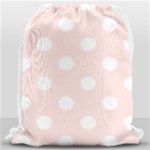 Polka Dots - White on Misty Rose Pink Drawstring Bag (Large)