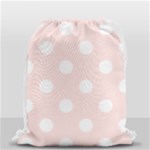 Polka Dots - White on Misty Rose Pink Drawstring Bag (Small)