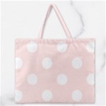 Polka Dots - White on Misty Rose Pink Zipper Large Tote Bag