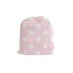 Polka Dots - White on Misty Rose Pink Drawstring Pouch (M)