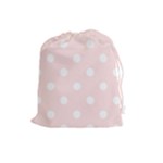 Polka Dots - White on Misty Rose Pink Drawstring Pouch (L)