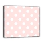Polka Dots - White on Misty Rose Pink Deluxe Canvas 24  x 20  (Stretched)
