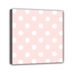 Polka Dots - White on Misty Rose Pink Mini Canvas 6  x 6  (Stretched)
