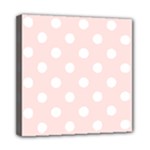 Polka Dots - White on Misty Rose Pink Mini Canvas 8  x 8  (Stretched)