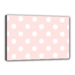 Polka Dots - White on Misty Rose Pink Canvas 18  x 12  (Stretched)