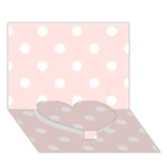 Polka Dots - White on Misty Rose Pink Heart Bottom 3D Greeting Card (7x5)