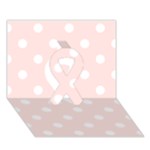 Polka Dots - White on Misty Rose Pink Ribbon 3D Greeting Card (7x5)