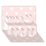 Polka Dots - White on Misty Rose Pink Miss You 3D Greeting Card (7x5)