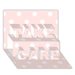 Polka Dots - White on Misty Rose Pink TAKE CARE 3D Greeting Card (7x5)
