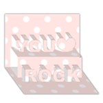 Polka Dots - White on Misty Rose Pink You Rock 3D Greeting Card (7x5)