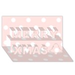 Polka Dots - White on Misty Rose Pink Merry Xmas 3D Greeting Card (8x4)