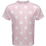 Polka Dots - White on Piggy Pink Men s Cotton Tee