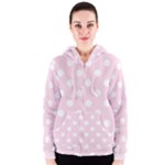 Polka Dots - White on Piggy Pink Women s Zipper Hoodie