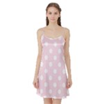Polka Dots - White on Piggy Pink Satin Night Slip