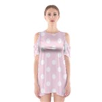 Polka Dots - White on Piggy Pink Women s Cutout Shoulder Dress
