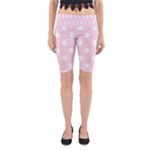Polka Dots - White on Piggy Pink Yoga Cropped Leggings