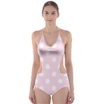 Polka Dots - White on Piggy Pink Cut-Out One Piece Swimsuit
