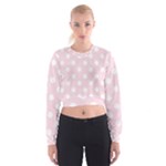 Polka Dots - White on Piggy Pink Women s Cropped Sweatshirt