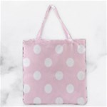 Polka Dots - White on Piggy Pink Grocery Tote Bag