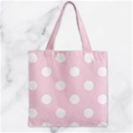 Polka Dots - White on Piggy Pink Zipper Grocery Tote Bag